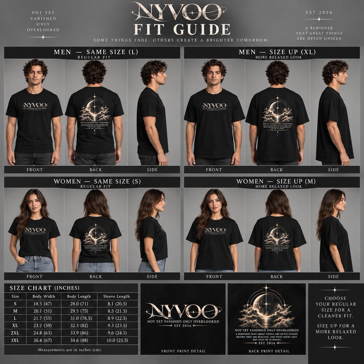 Celestial Moon Tee — "Not Yet Vanished Only Overlooked"