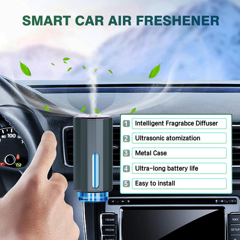 Smart Car Air Freshener with Three Adjustable Concentration Scent Levels, Portable Waterless Car Diffuser Air Freshener Car Aromatherapy Diffuser, 3*10ML Natural Perfume
