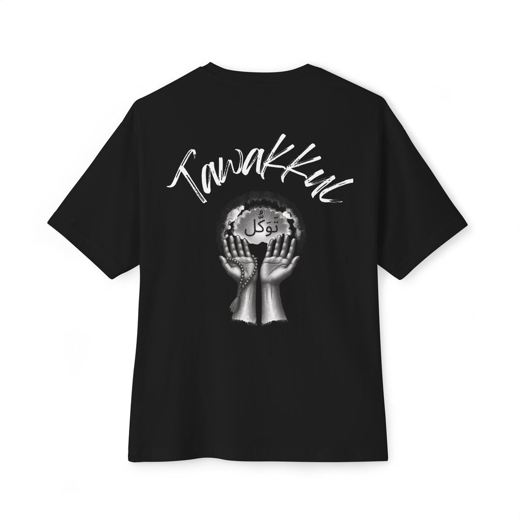 Tawakul Arabic Trust in God Tee — Faith-Inspired Oversized Shirt