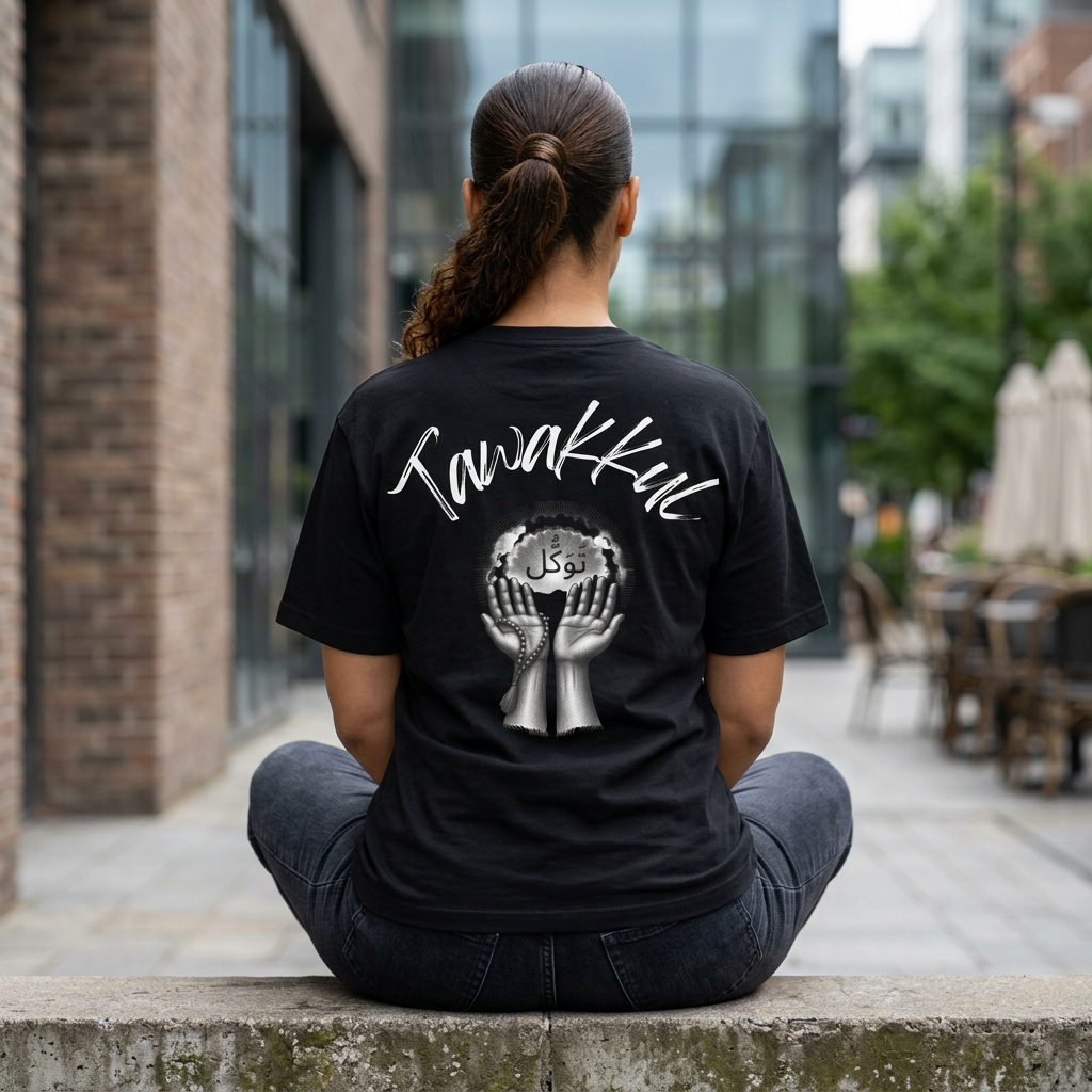 Tawakul Arabic Trust in God Tee — Faith-Inspired Oversized Shirt