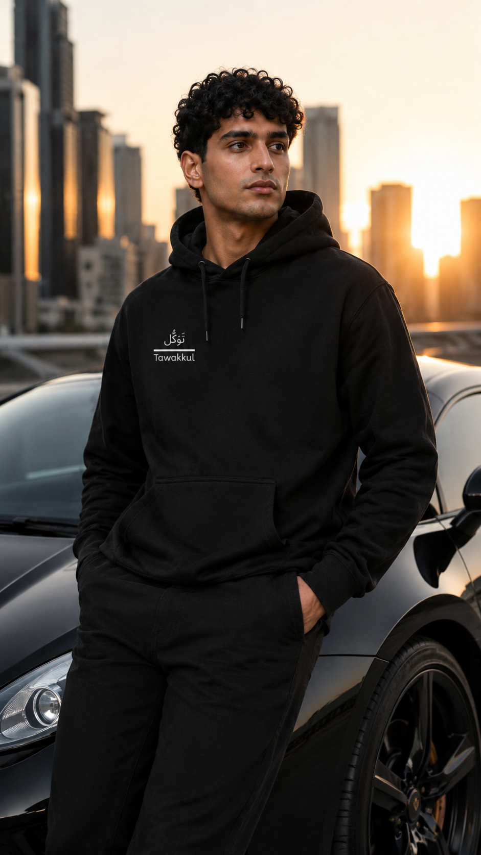 Tawakul Hoodie — Muslim Streetwear Hoodie with Arabic Calligraphy & Bold Back Graphic