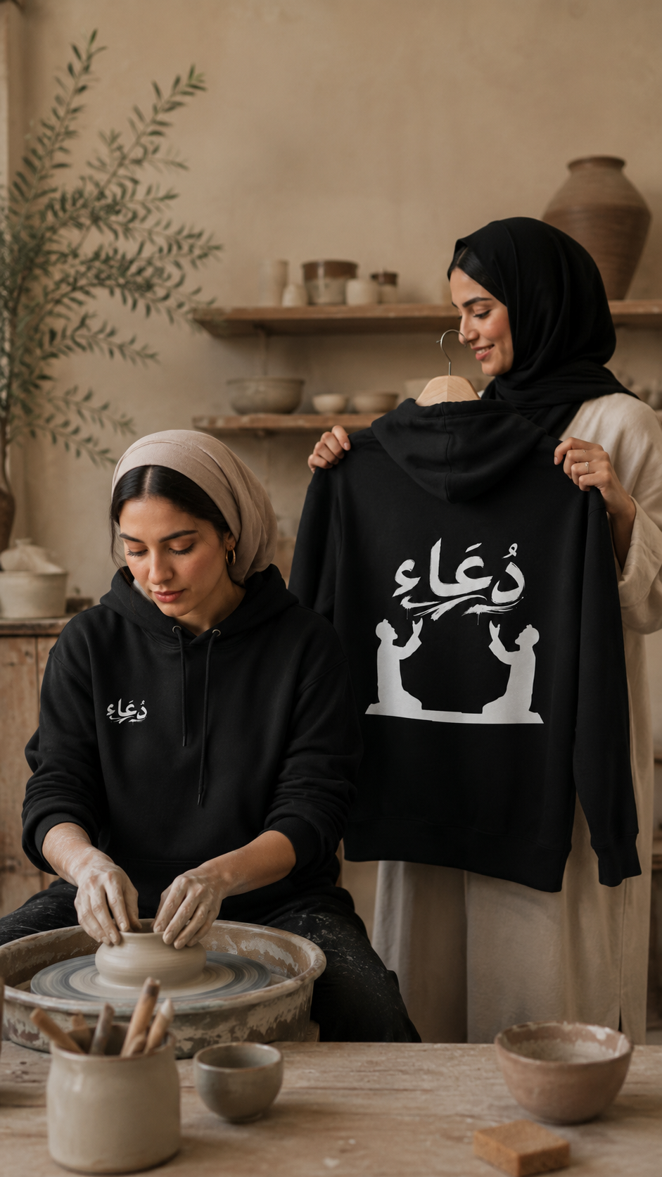 Arabic Dua Hoodie — Prayer Silhouette Fleece Pullover