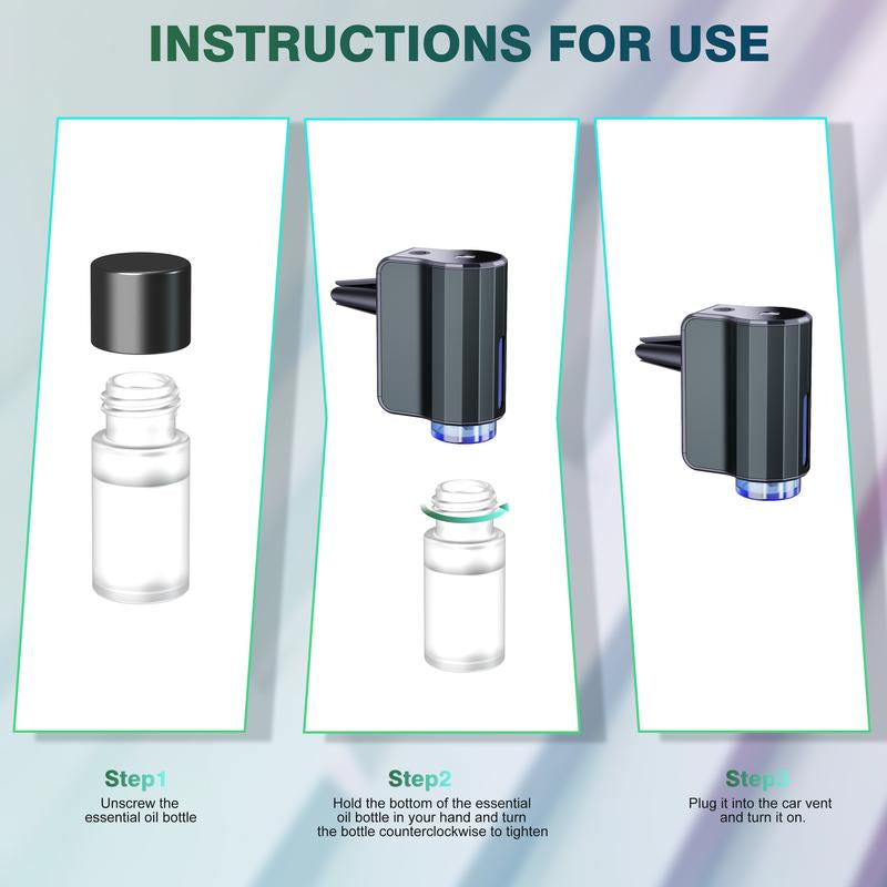 Smart Car Air Freshener with Three Adjustable Concentration Scent Levels, Portable Waterless Car Diffuser Air Freshener Car Aromatherapy Diffuser, 3*10ML Natural Perfume