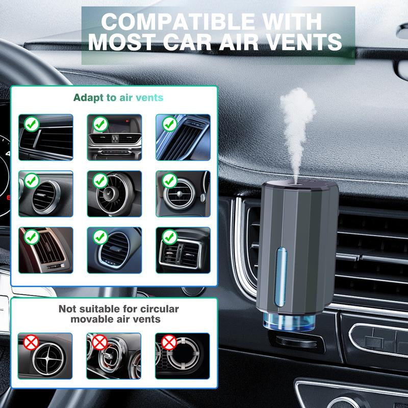 Smart Car Air Freshener with Three Adjustable Concentration Scent Levels, Portable Waterless Car Diffuser Air Freshener Car Aromatherapy Diffuser, 3*10ML Natural Perfume