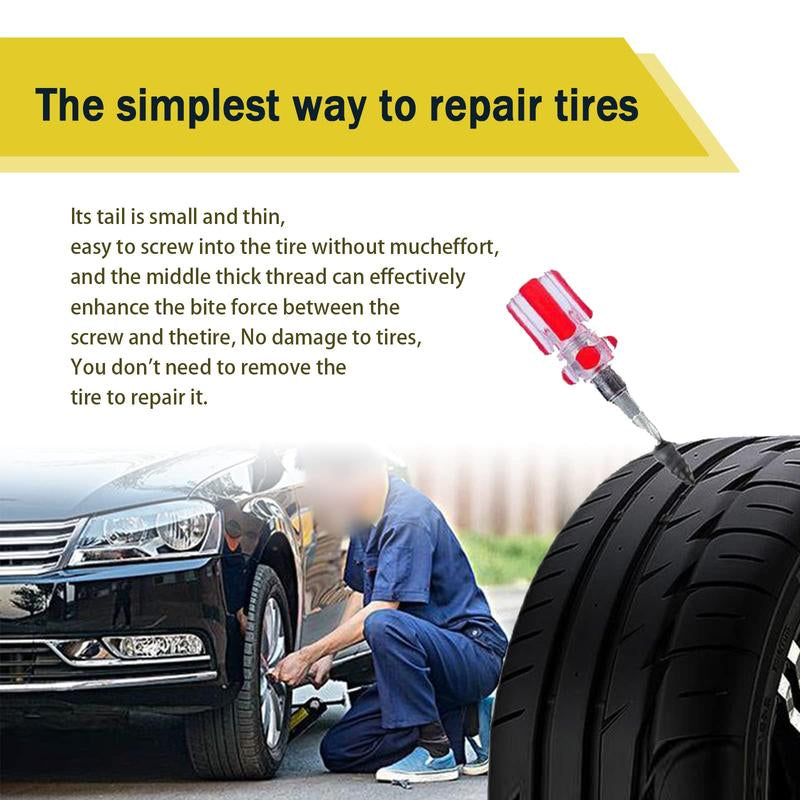 60PCS Tire Repair Rubber Nails Kit with 2 Sizes for Car/Motorcycle/Truck/Tractor, Fast Self-Service Screw Rubber Nail Vacuum Tire Puncture Repair Tool