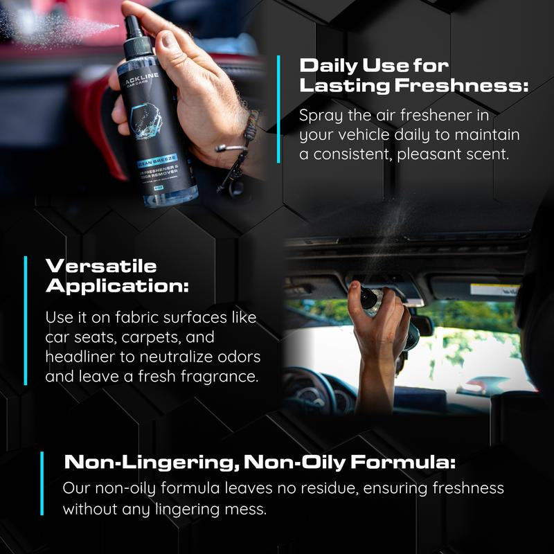 BLACKLINE 8Oz Car Air Freshener - Lasts 1-2 Days, Made for Daily Use. Choose from Dark Ice, Ocean Breeze, Mahogany Teakwood, or Sour Cherry Scents