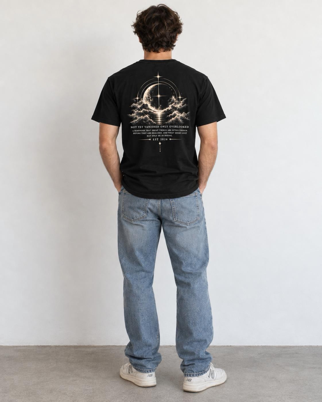 Celestial Moon Tee — "Not Yet Vanished Only Overlooked"