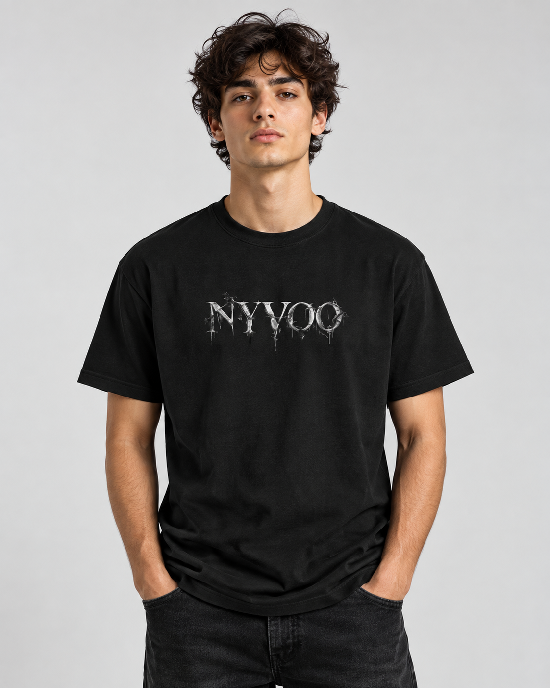 NYVOO Gothic Hourglass Tee — 'The World Is Temporary' Arabic Graphic Shirt