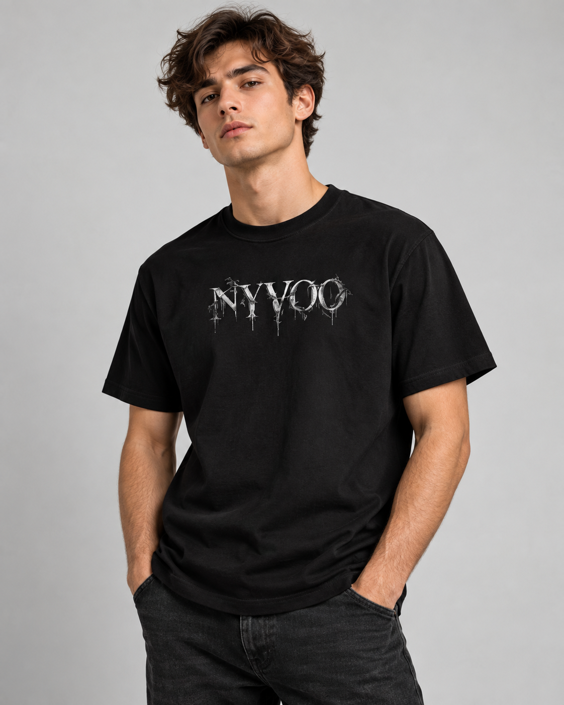 NYVOO Gothic Hourglass Tee — 'The World Is Temporary' Arabic Graphic Shirt