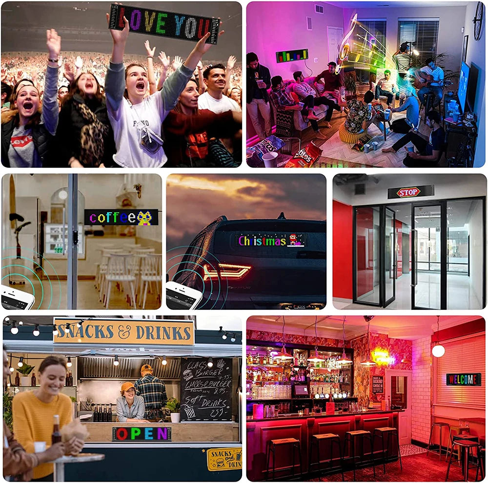 ADJUSTABLE WINDOW LED SIGN (Bluetooth and remote controlled) universal fit