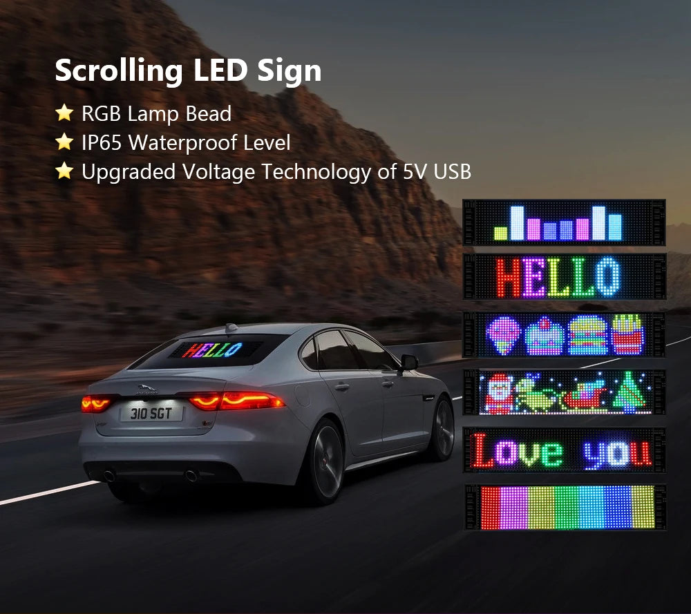 ADJUSTABLE WINDOW LED SIGN (Bluetooth and remote controlled) universal fit