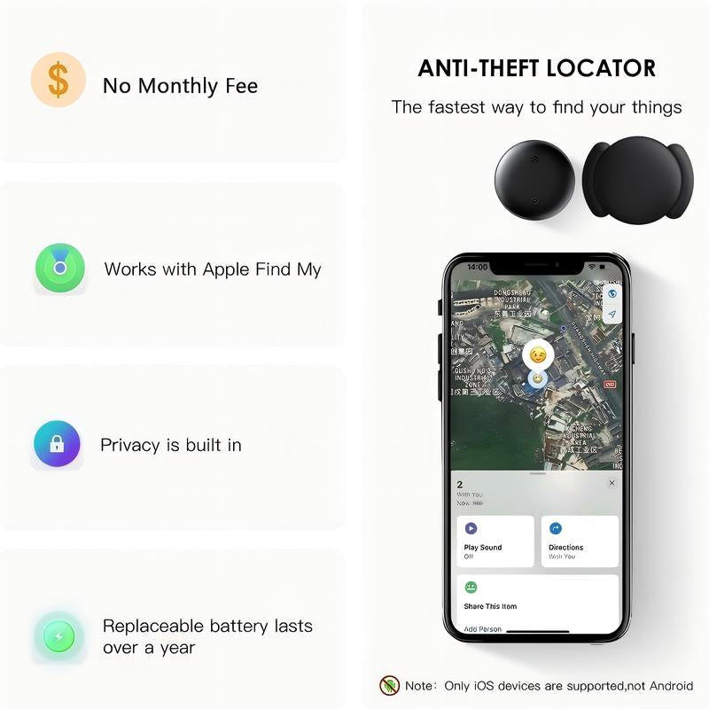 GPS Tracker for Car,Works with Apple Find My (Ios Only),Mini Trackers Device with Weatherproof Magnetic Case-No Monthly Fee-Best Hidden GPS Trackers,Anti-Lost Device Smart Tracking Tag