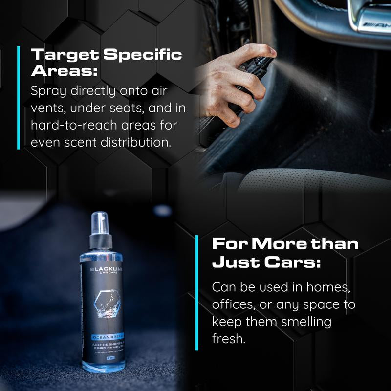 BLACKLINE 8Oz Car Air Freshener - Lasts 1-2 Days, Made for Daily Use. Choose from Dark Ice, Ocean Breeze, Mahogany Teakwood, or Sour Cherry Scents
