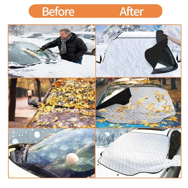 Windshield Cover for Winter Ice/Snow/Frost, Heavy Duty Thick Protective Windscreen Cover, Snow Ice Frost Dust Water Resistent, Heat Car Windshield Snow Cover